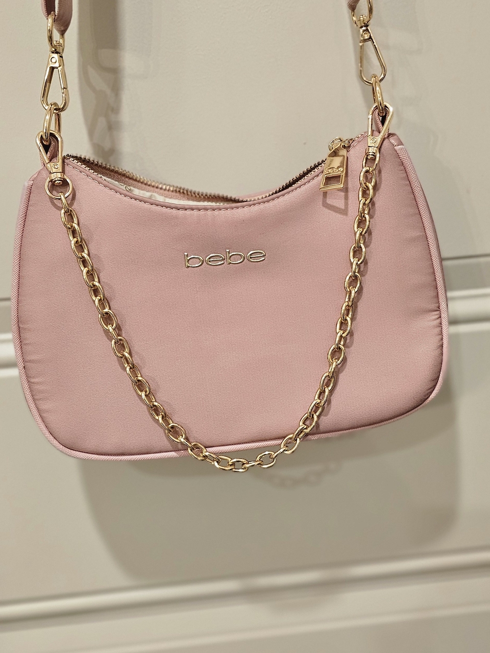 bebe Blush Pink Shoulder Bag & Cross Body with Gold Chain Good Condition
